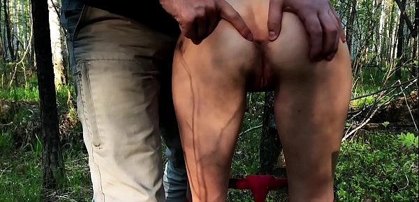  Wife Suck and Hard Doggy Sex Outdoor in the Wood - Bondage Sex